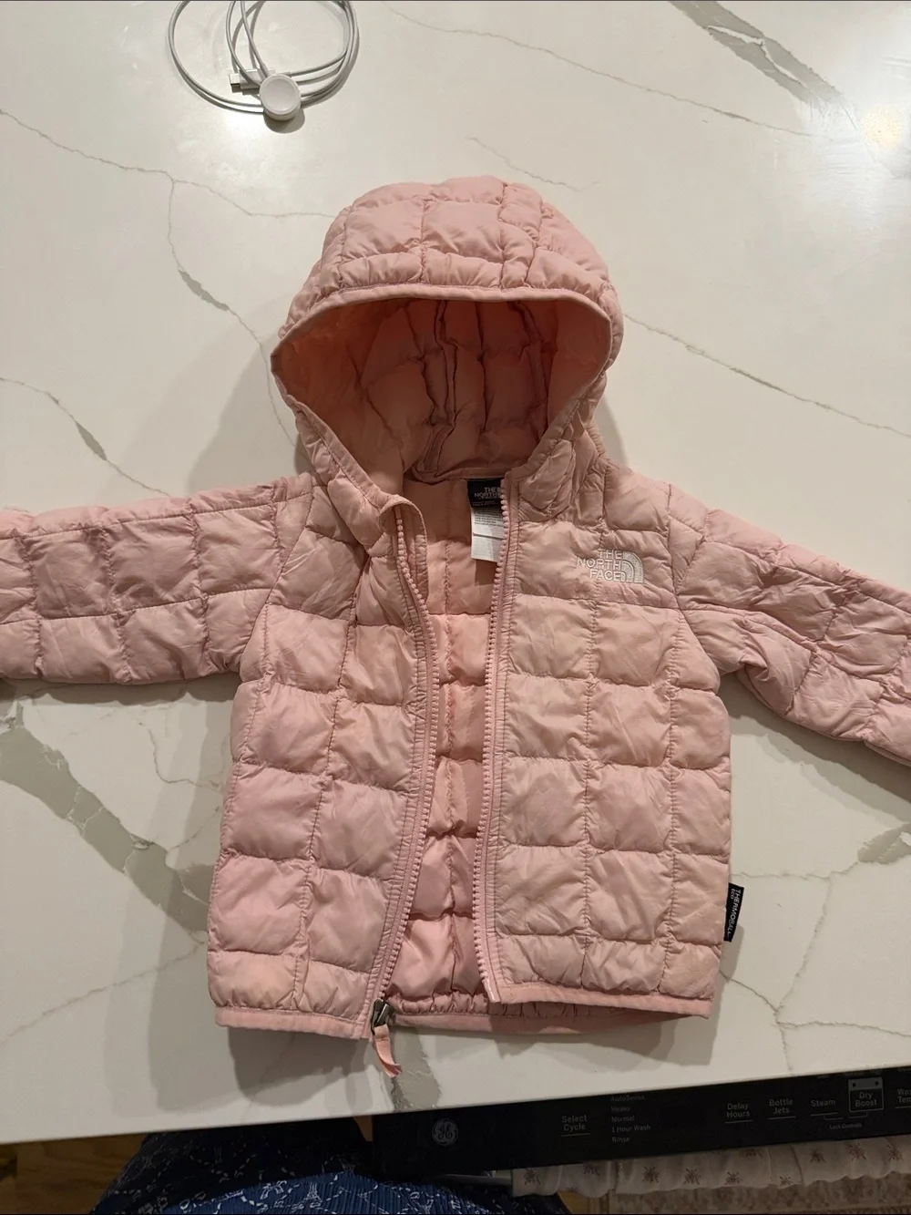 The North Face Light Pink Quilted Hooded Puffer Jacket - Kids
